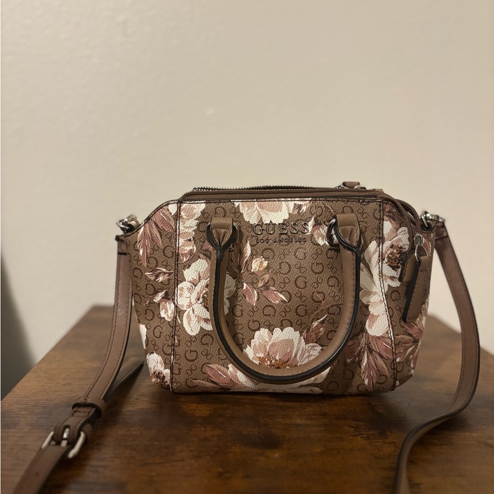 Guess Brown Floral Crossbody Bag